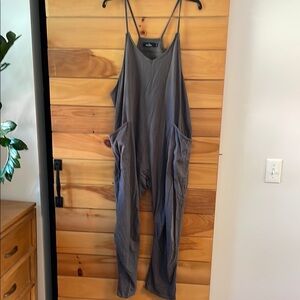 Charcoal Gray Relaxed Jumpsuit with Spaghetti Straps